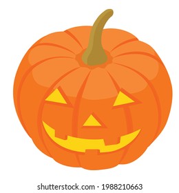 Pumpkin on white background. Orange pumpkin with smile for your design for the holiday Halloween. Vector 