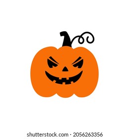 pumpkin on white background. Orange pumpkin with smile for your design for the holiday Halloween. Vector illustration.