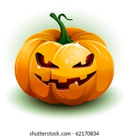 Pumpkin on white background. Vector illustration. All elements are layered separately in vector file.