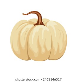 Pumpkin on a white background. Vegetable in cartoon style.