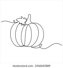 Pumpkin one line continuous single line art drawing outline design illustration