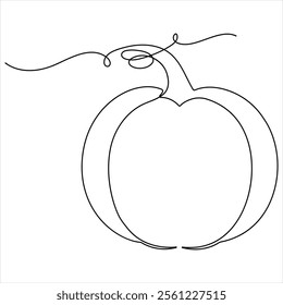 Pumpkin one line continuous single line art drawing outline design illustration