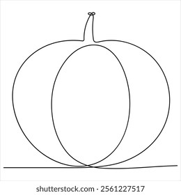 Pumpkin one line continuous single line art drawing outline design illustration
