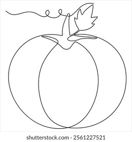 Pumpkin one line continuous single line art drawing outline design illustration