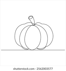 Pumpkin one line continuous single line art drawing outline design illustration