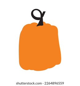 pumpkin Orange. Autumn halloween pumpkin, vegetable graphic icon or print. isolated on a white background. Flat design style. clipart. vector illustration
