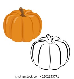 pumpkin orange and pumpkin in black lines