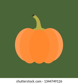 Pumpkin. Orange pumpkin. Food. Green background. Vector illustration. EPS 10.