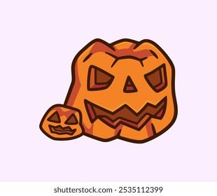 Pumpkin Orange pumpkin with smile for your design for the holiday Halloween Cartoon Vector Illustration