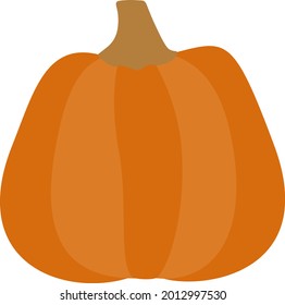 Pumpkin orange Vector illustration. Gourd For Thanksgiving Day or Halloween design Isolated on white background