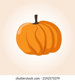 Pumpkin is an orange vegetable. Flat style. On a light background.