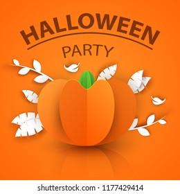 Pumpkin origami styly icon. Halloween illustration. Vector eps 10