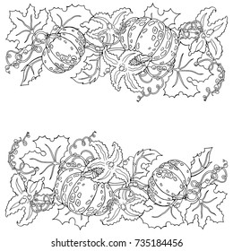 Pumpkin ornament. Coloring page