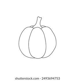 Pumpkin outline coloring page kids book vector Illustration. Halloween pumpkin outline isolated on white background. Hand drawn pumpkin. Autumn harvest. Sketch of a pumpkin. Vegetable doodle.