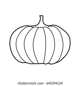 Pumpkin Outline Drawing. Vector Illustration.