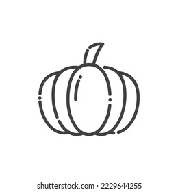 Pumpkin Outline Icon - Autumn Season Icon Vector Illustration Design