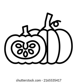 Pumpkin outline icon. Halloween or Thanksgiving. Vector illustration isolated on white background.