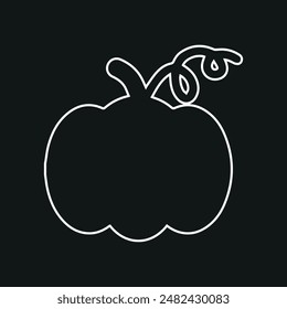 Pumpkin outline icon on black background