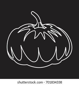 Pumpkin outline icon vector illustration for design and web isolated on black background. Pumpkin vector object for labels logos and advertising
