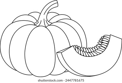 Pumpkin Outline Vector Illustration Coloring Page For Kids