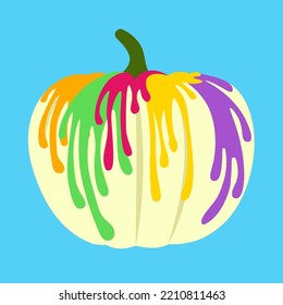 pumpkin painted with colorful paint