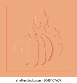 Pumpkin paper cut design. Monochrome autumn vector illustration. . 