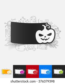 pumpkin paper sticker with hand drawn elements