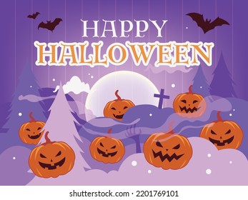 Pumpkin Party on purple background