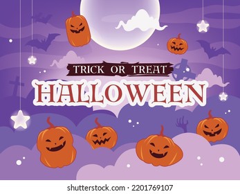 Pumpkin Party on purple background