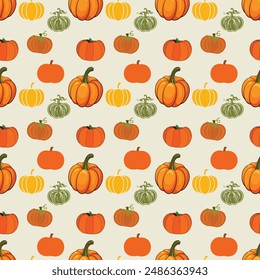 Pumpkin Party Seamless Vector Pattern Design