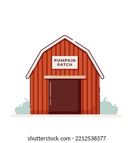 Pumpkin patch. Building farm with pumpkins. Autumnal activities. Vector illustration, flat design