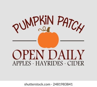 Pumpkin Patch, Fall t shirt design. Autumn leaves vector design