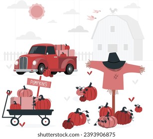 pumpkin patch farm concept illustration vector