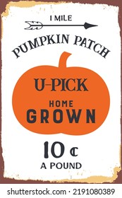 Pumpkin Patch U-pick Pumpkins | Farmhouse | Print | EPS10