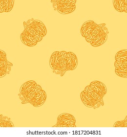 Patrón de calabaza en estilo doodle. Día de Acción de Gracias. Halloween. Ornamento textil inoxidable vectorial. Líneas de dibujo. Símbolo de otoño. Verduras para tejidos, cubiertas, postales, papel de envoltura.