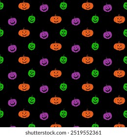 Pumpkin Pattern With Evil Expression, Featuring Angry Eyes, Grinning Mouth, And Dark, Devilish Face. Halloween Icon Symbolizes Fear And Horror For October Holiday Celebration. Jack O Lantern Design.