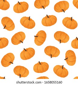 Pumpkin pattern for fabric design. Pumpkin background on white. Autumn vegetable pattern