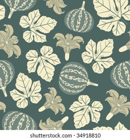 pumpkin pattern in floral style