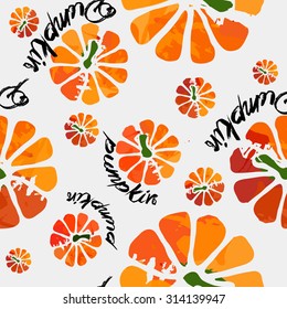 pumpkin pattern fresh watercolor vector illustration