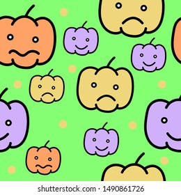 Pumpkin pattern for halloween face with green background