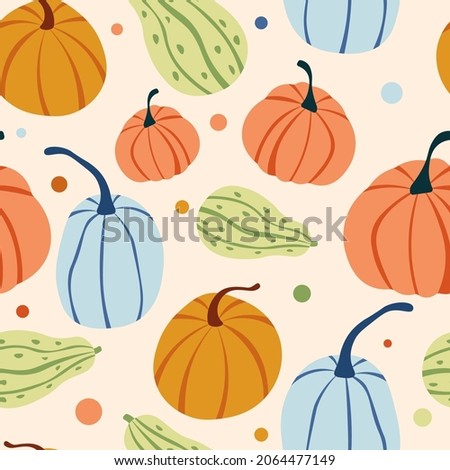 Pumpkin pattern for Halloween and thanks giving day, Food vector seamless repeat patterns.