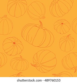 Pumpkin pattern halloween thanksgiving day seamless sketch outline pumpkins seamless pattern