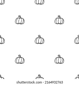 Pumpkin pattern. Seamless doodle vector with pumpkin icons. Vintage pumpkins pattern