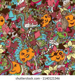 Pumpkin. Pattern seamless for Halloween, with a deck of cards