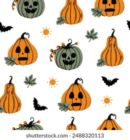 Pumpkin pattern. Set of pumpkins. Pumpkin of different shapes and colors. Design, pattern for Thanksgiving. Autumn pumpkin. Pumpkin for Halloween.