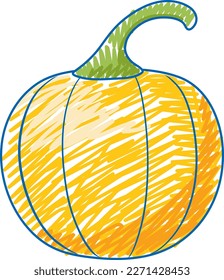 Pumpkin in pencil colour sketch simple style illustration