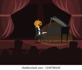 pumpkin pianist vector illustration 