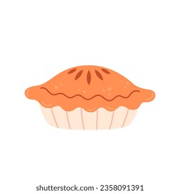 Pumpkin pie. Baking, pastry. Hello autumn, Thanksgiving Day. World Pie Day. Vector illustration in flat style