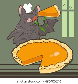 Pumpkin pie by chef bat on Halloween holiday