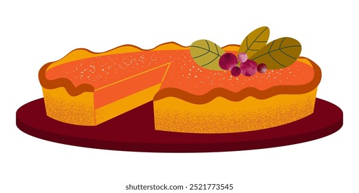 Pumpkin pie. Color image. Vector.